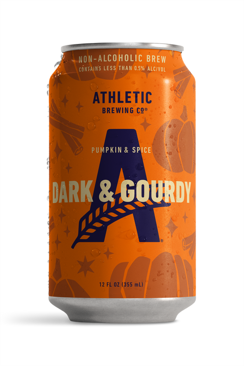 Athletic Brewing Dark & Gourdy Pumpkin & Spice non-alcoholic brew 12 oz can.