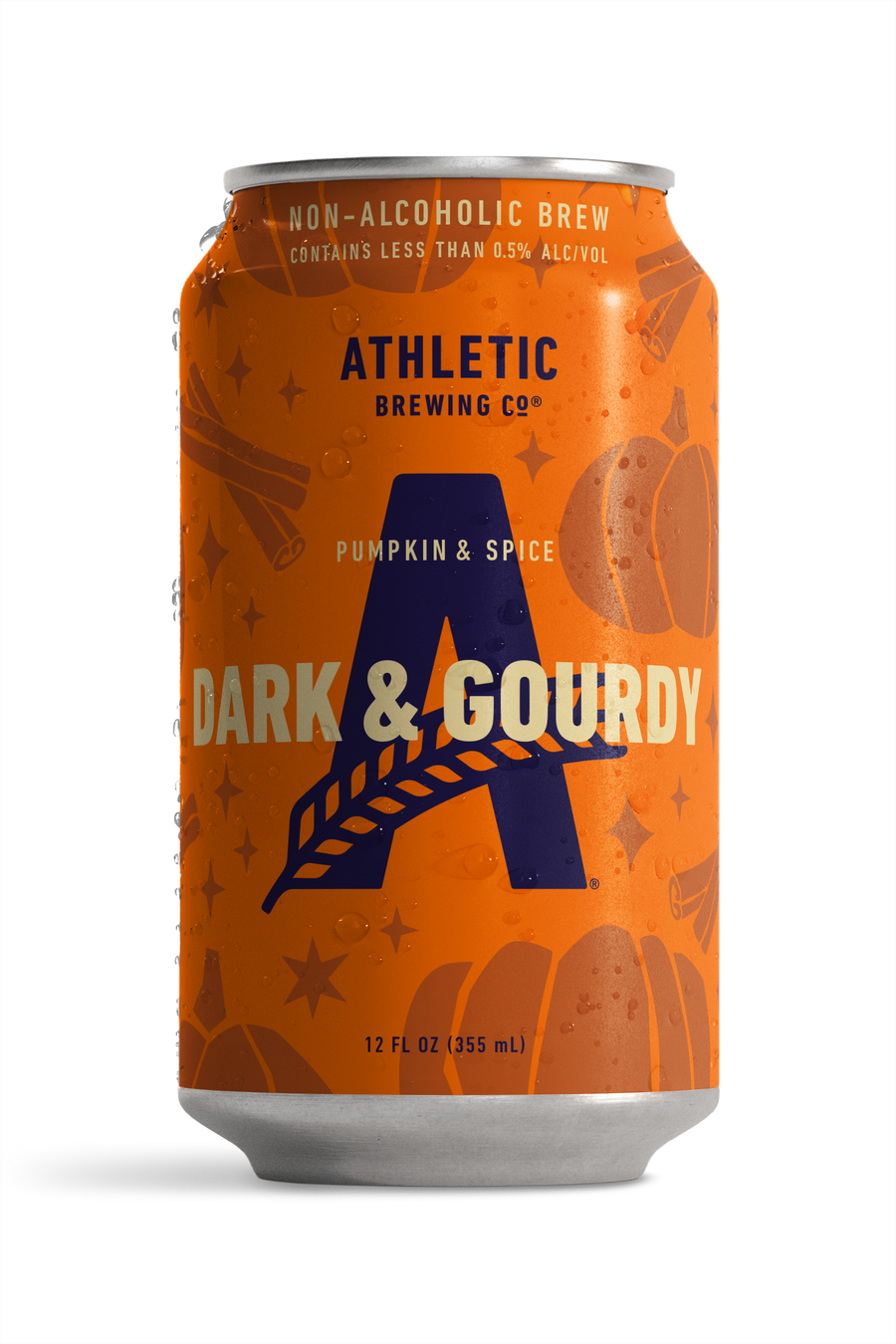 Athletic Brewing Dark & Gourdy Pumpkin & Spice non-alcoholic brew 12 oz can.